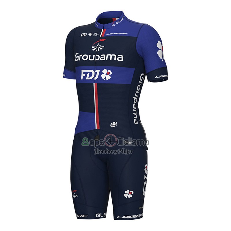 Groupama FDJ Ropa Ciclismo Culotte Corto 2023 Mangas Cortas Negro Violeta